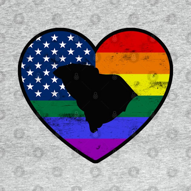 South Carolina United States Gay Pride Flag Heart by TextTees